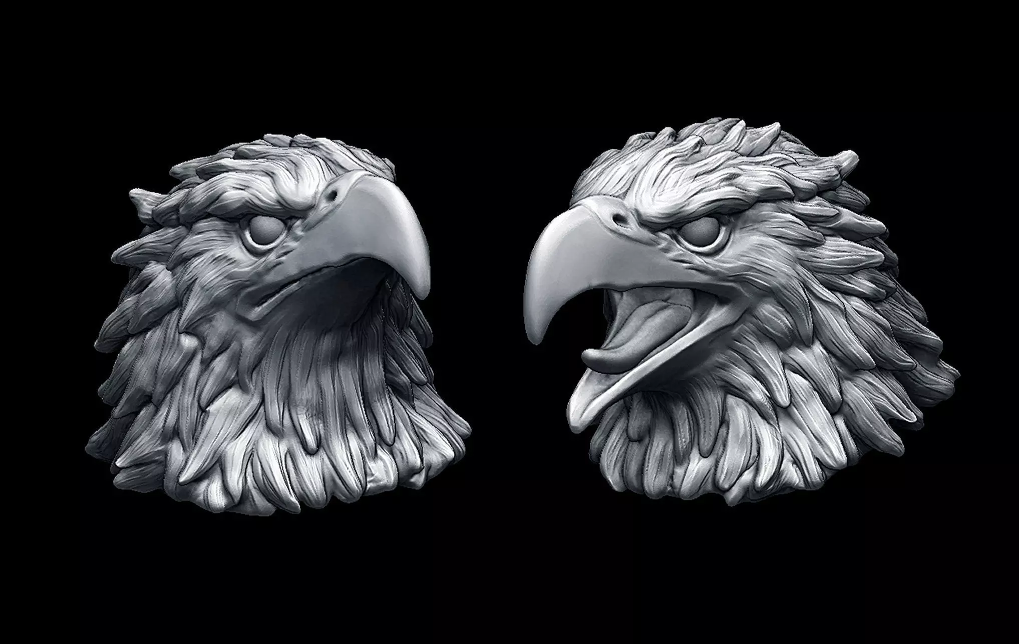 Eagle heads 3D print model_0