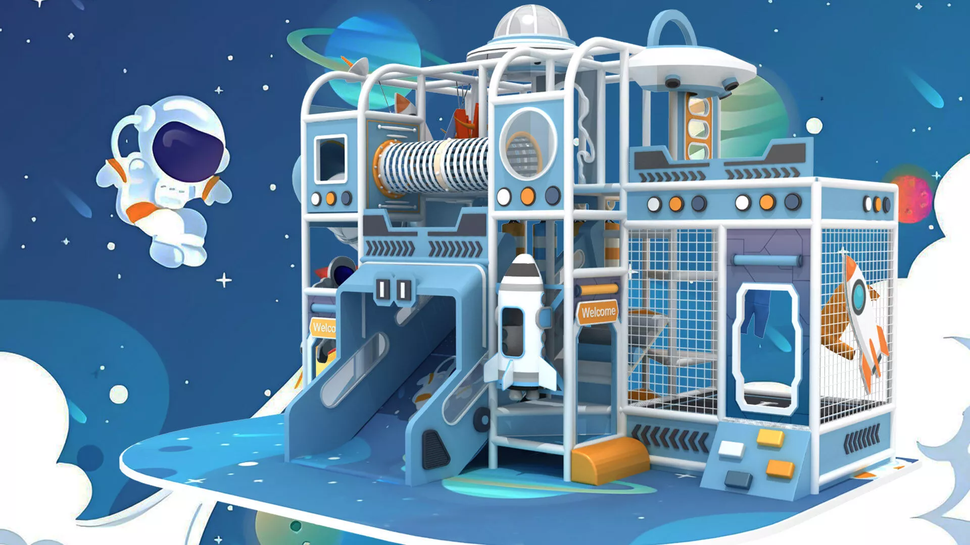 Space themed Home Indoor Playground 3D model