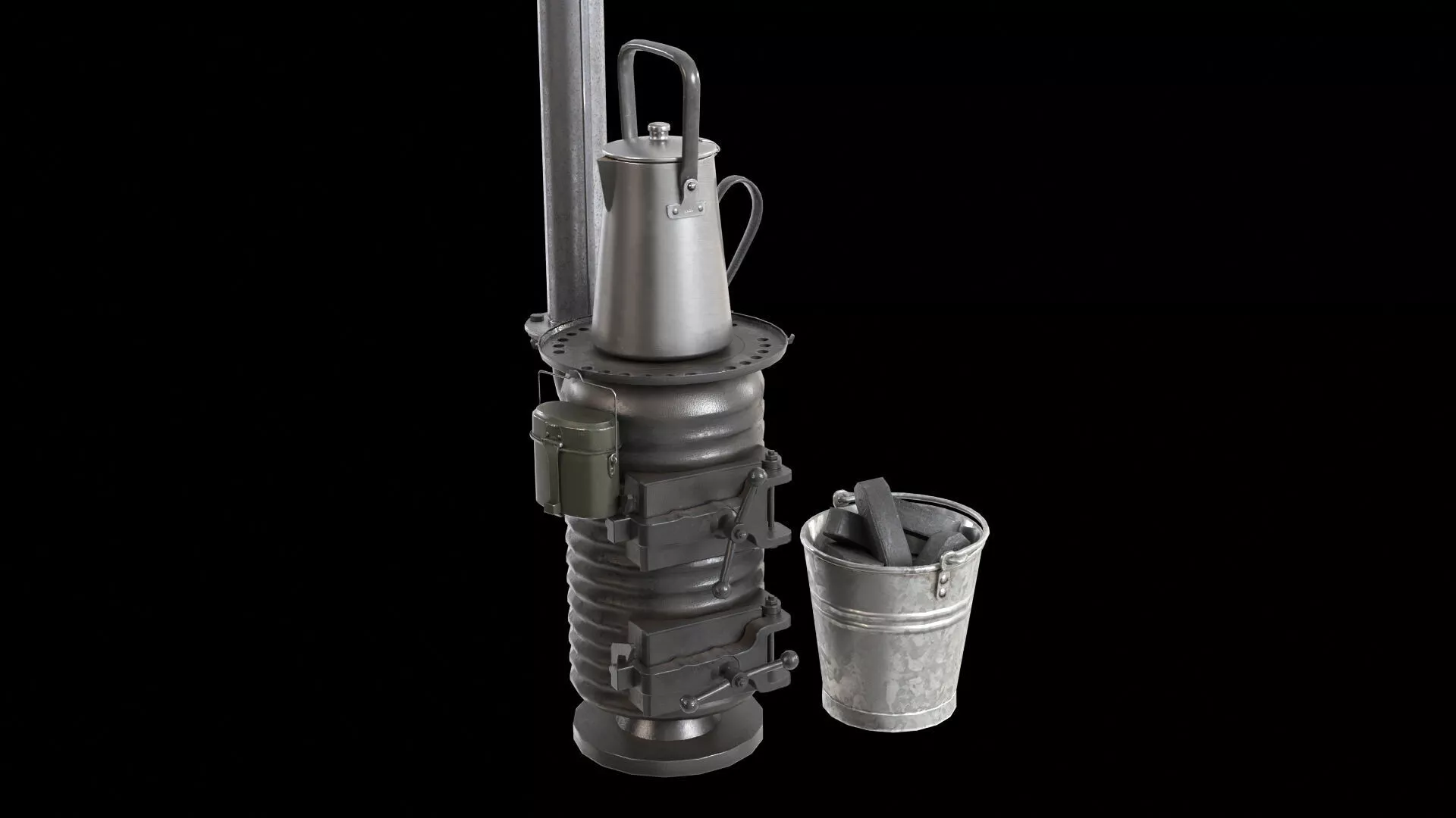 WW2 German Bunker Stove 1A Low-poly 3D model