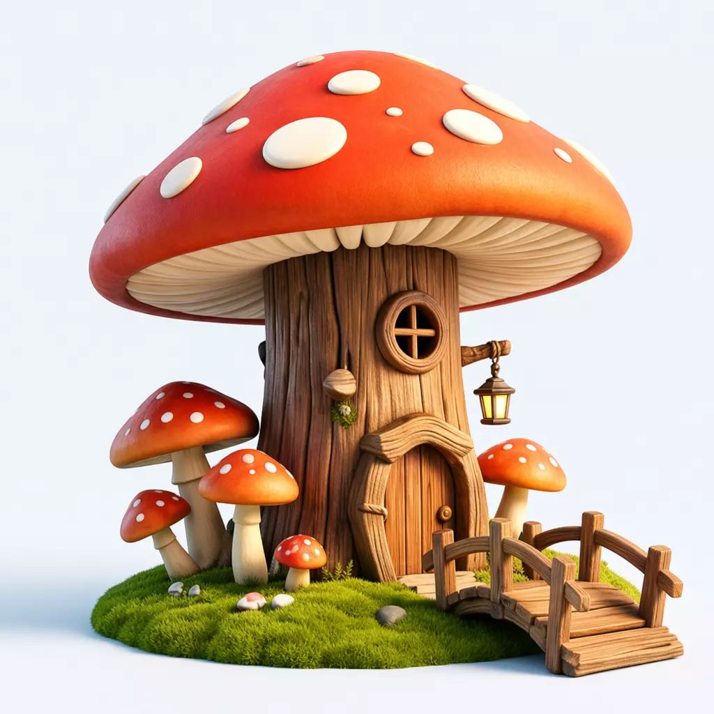 Fantasy Fairy Tale Mushroom House Cottage Diorama Miniature 3D print model