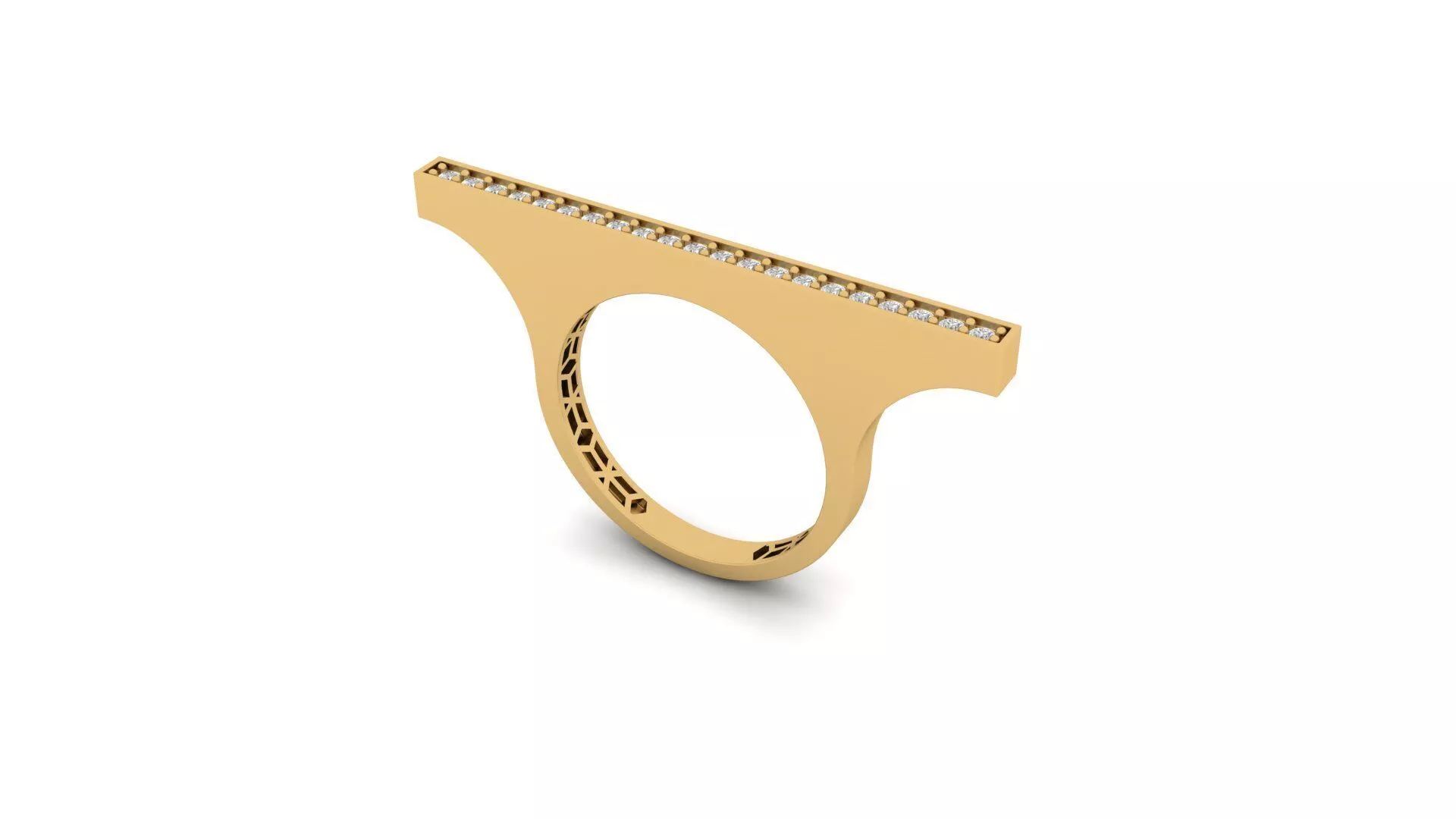 Modern Bar Ring with Round Stone Setting Free 3D print model