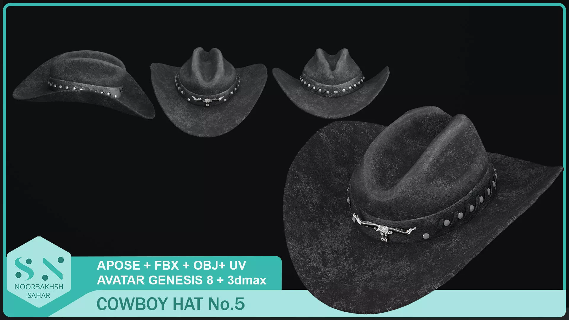 Desert Rider Cowboy Hat No5 3D model