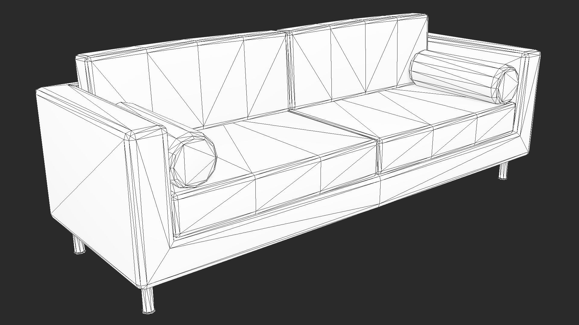 Black Leather Couch Low-poly 3D model_5