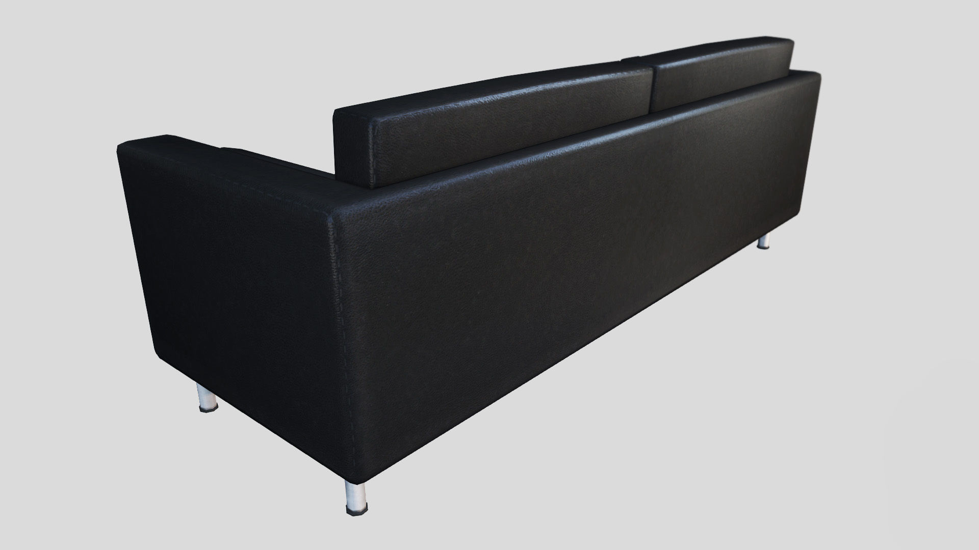 Black Leather Couch Low-poly 3D model_3