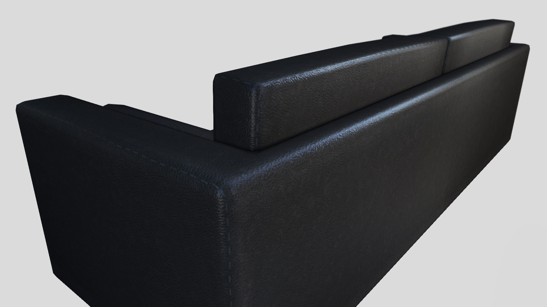 Black Leather Couch Low-poly 3D model_4