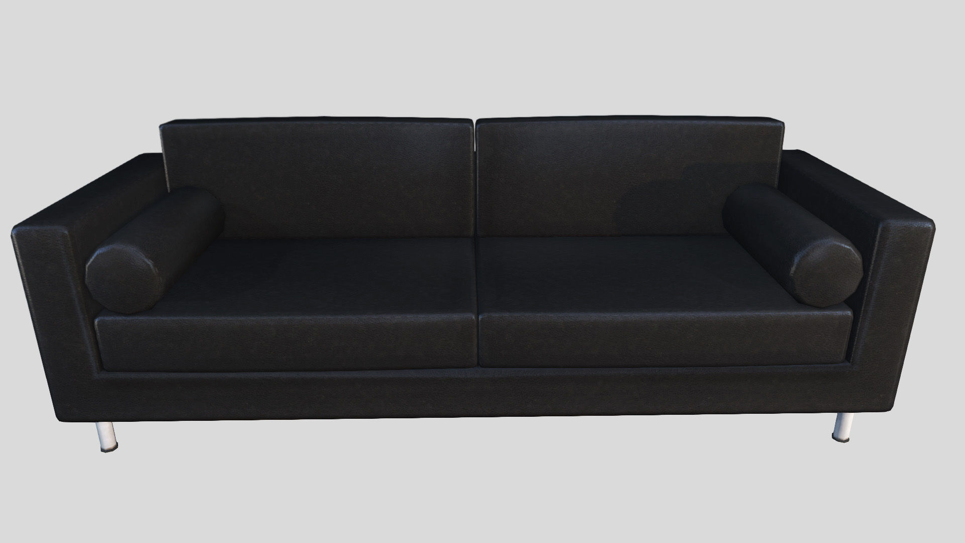 Black Leather Couch Low-poly 3D model_2