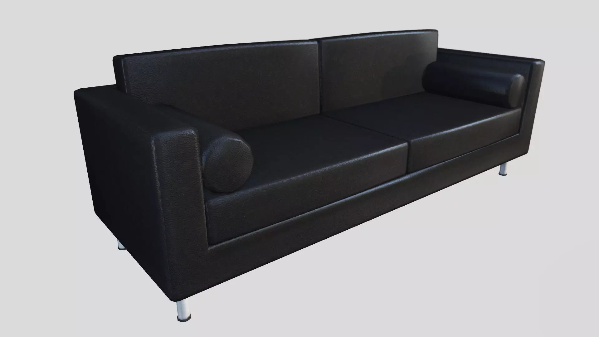 Black Leather Couch Low-poly 3D model_0