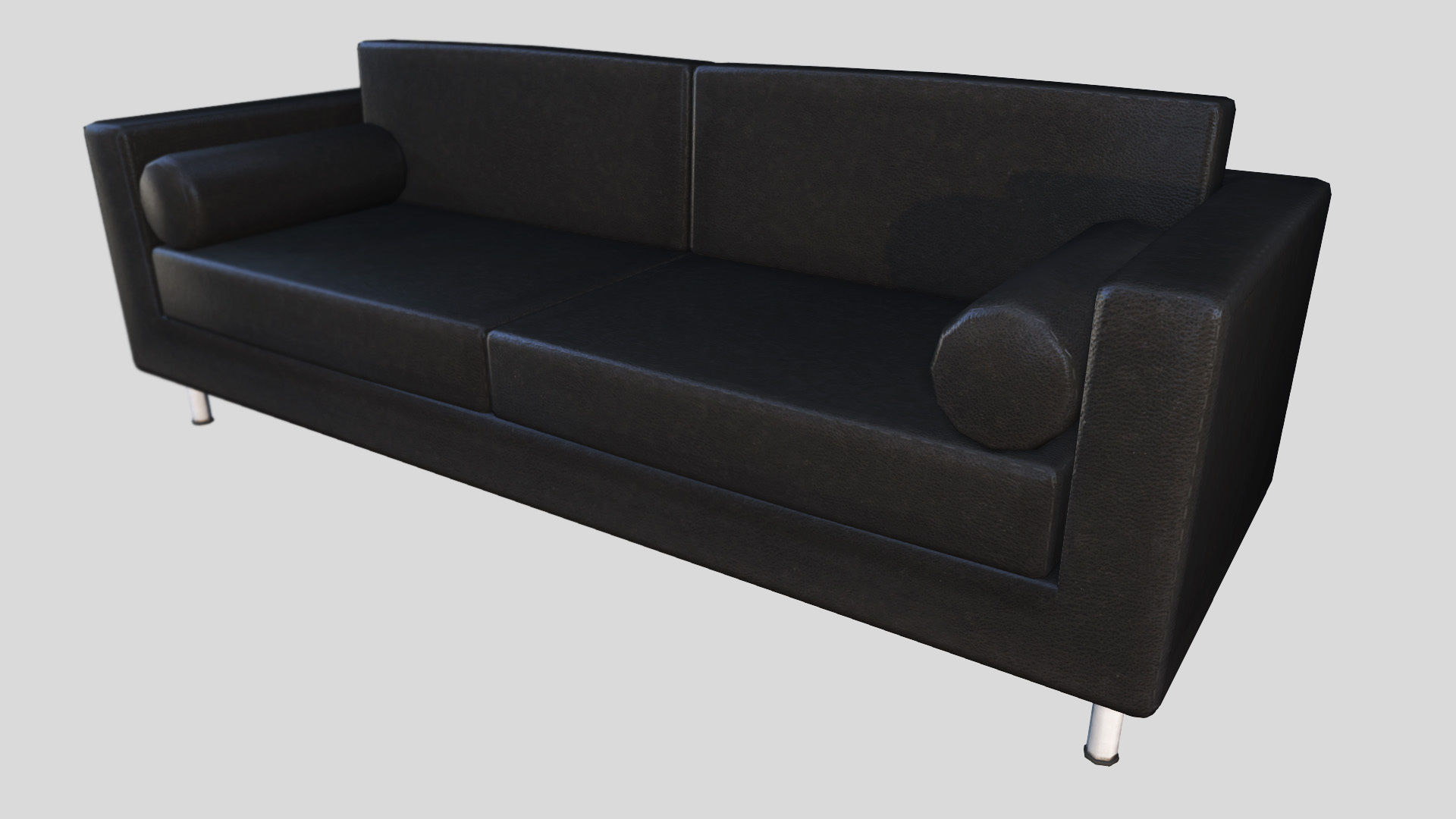 Black Leather Couch Low-poly 3D model_1