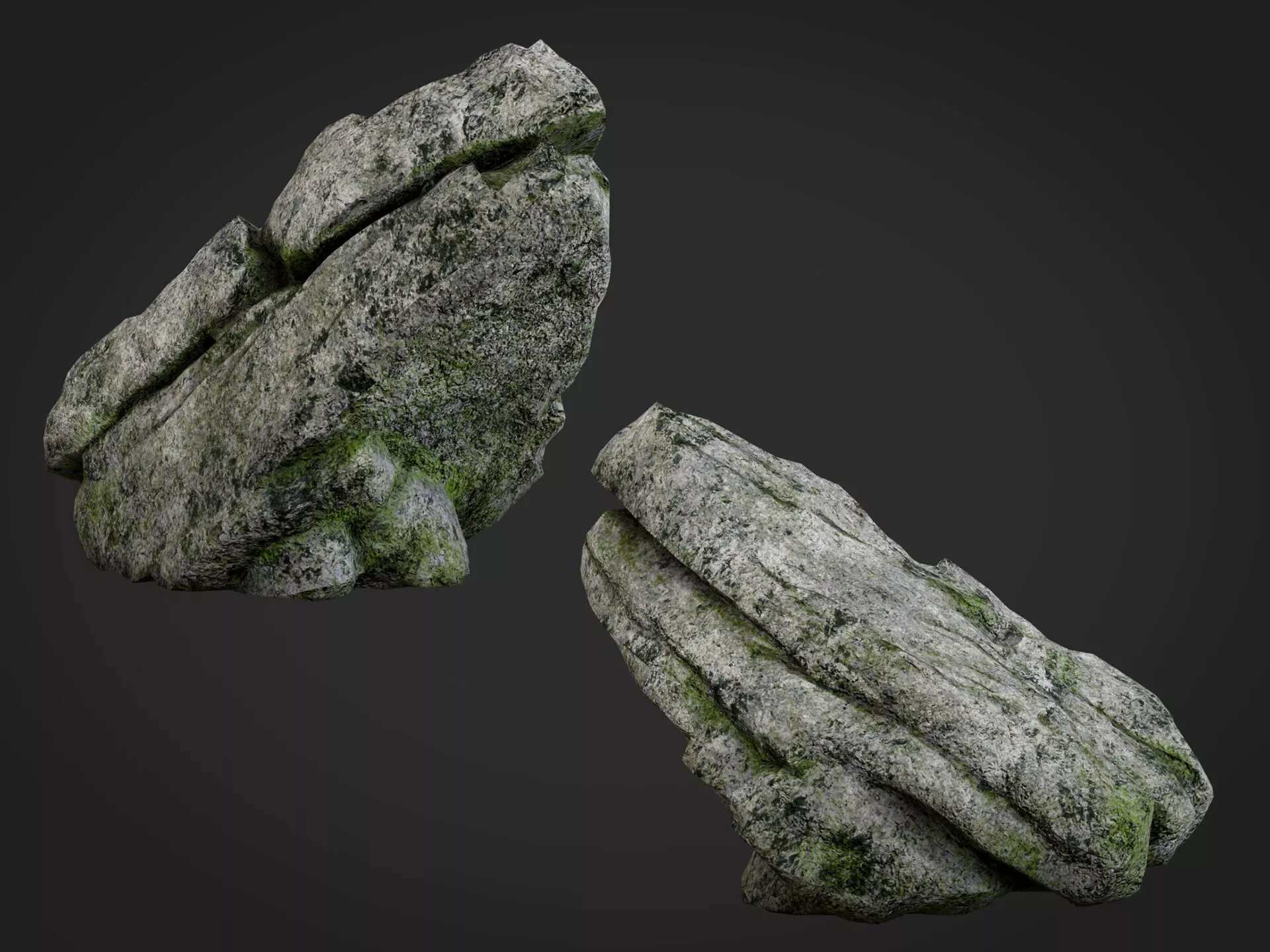 Mossy Rock Cliff Formation Low-poly 3D model