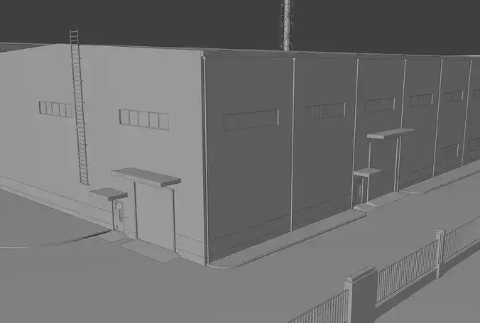 Industrial Facility Digital Twin Exterior Scene 3D model 6