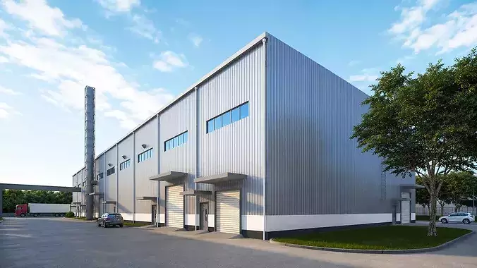 Industrial Facility Digital Twin Exterior Scene 3D model