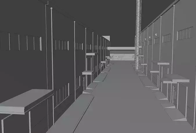 Industrial Facility Digital Twin Exterior Scene 3D model 7