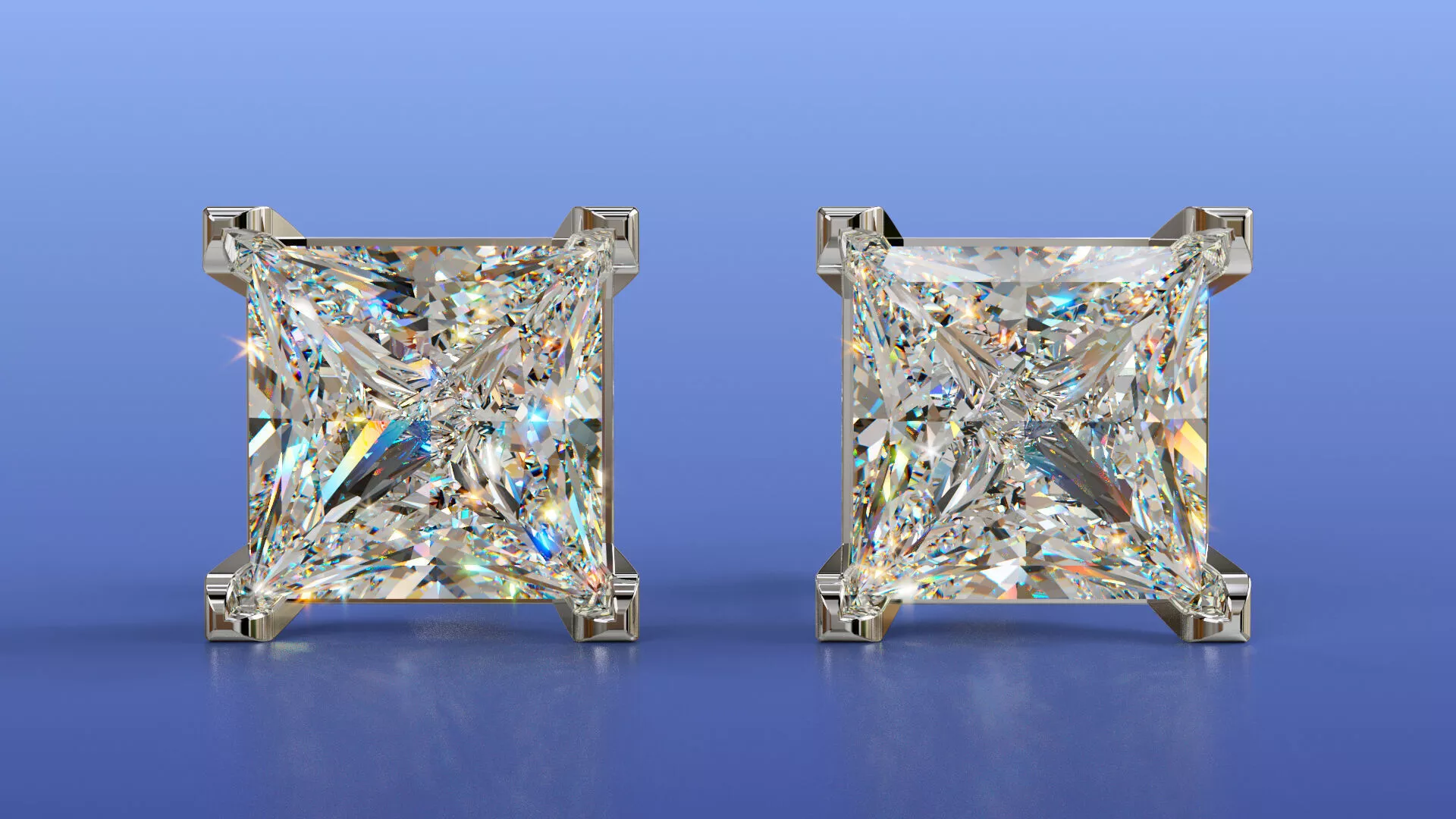Elegant Princess-Cut Stud Earring 3D Design 7mm Square Setting 3D print model