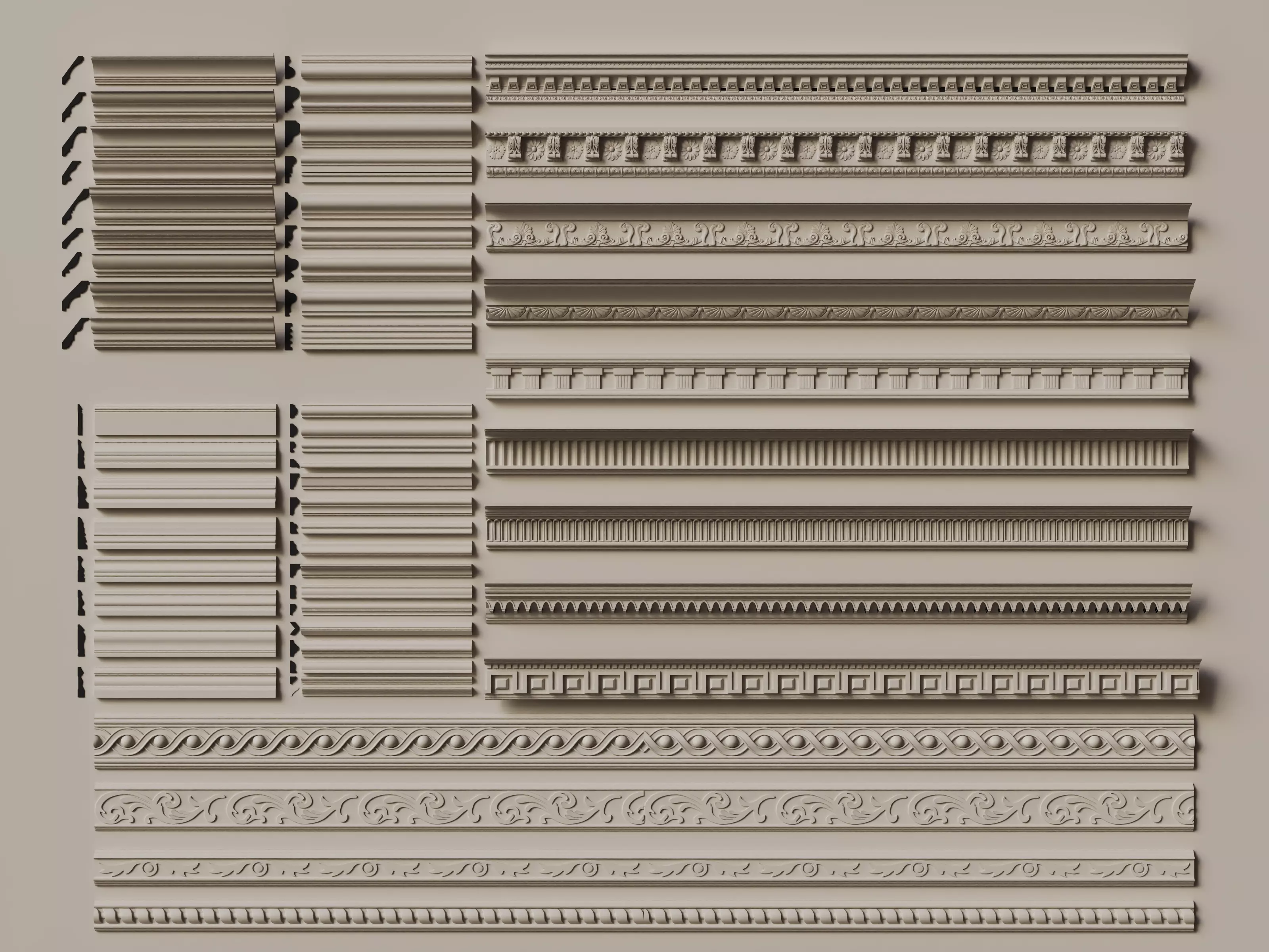 Collection stucco molding frame plaster column24 3D model