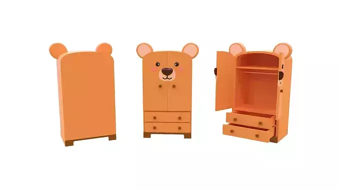 Low-Poly Cute Bear Kids Closet 