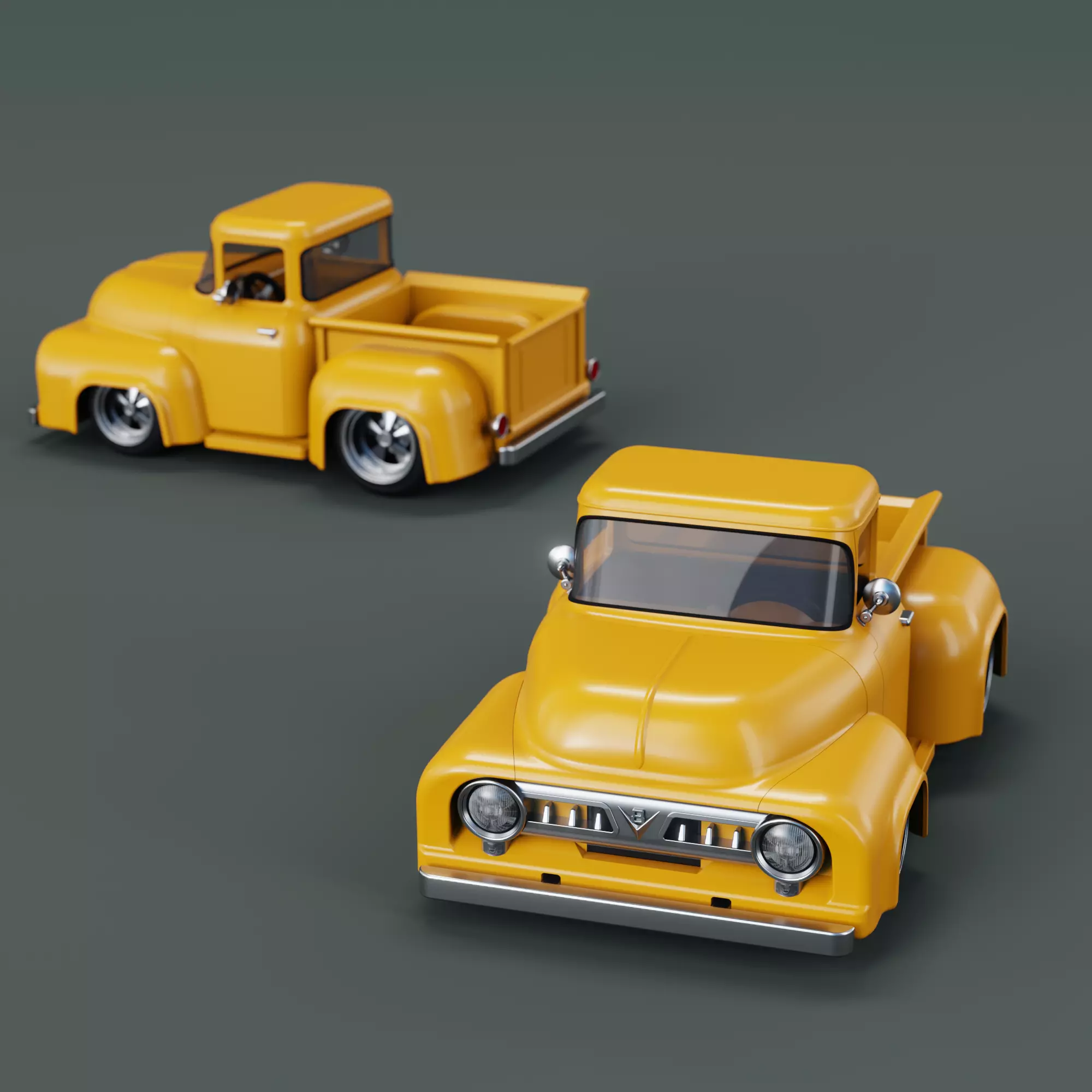 1956 F-100 Cartoon Pickup Truck Assembly Kit 3D print model