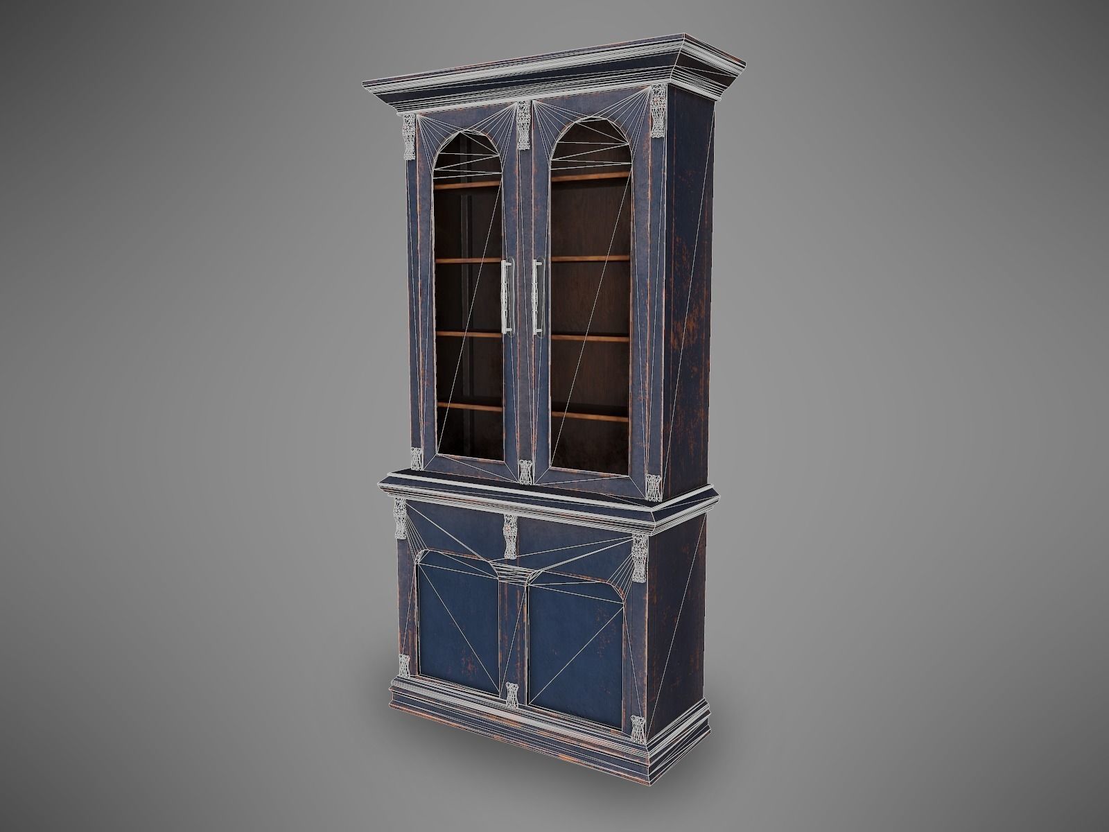 Lowpoly PBR Old Worn Bookshelf Low-poly 3D model_1