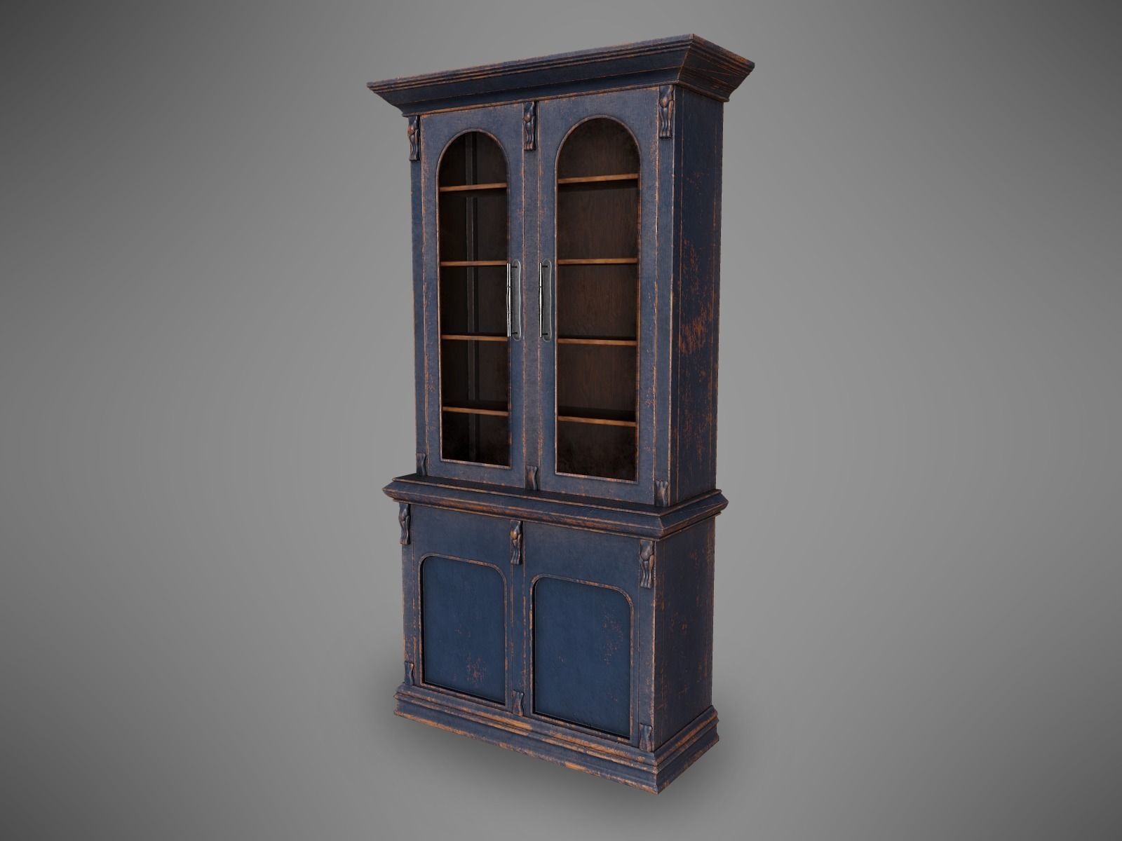 Lowpoly PBR Old Worn Bookshelf Low-poly 3D model_0