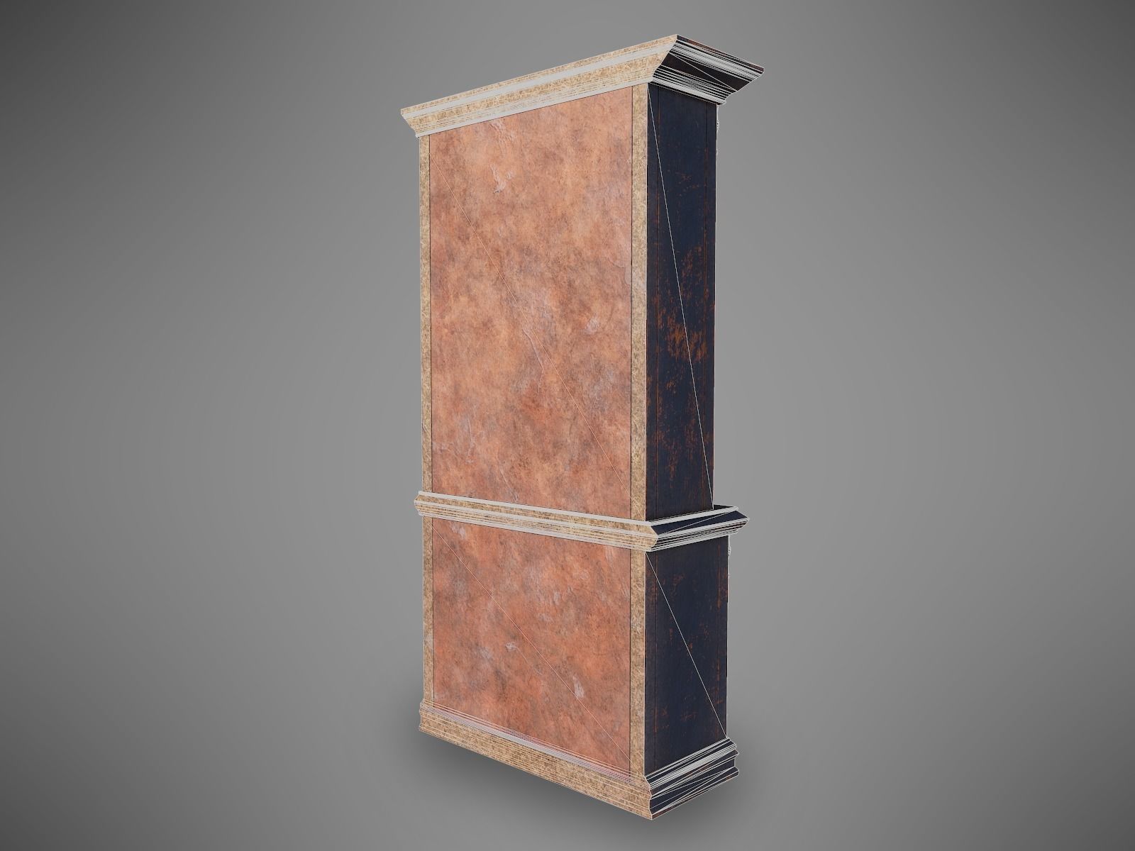 Lowpoly PBR Old Worn Bookshelf Low-poly 3D model_7