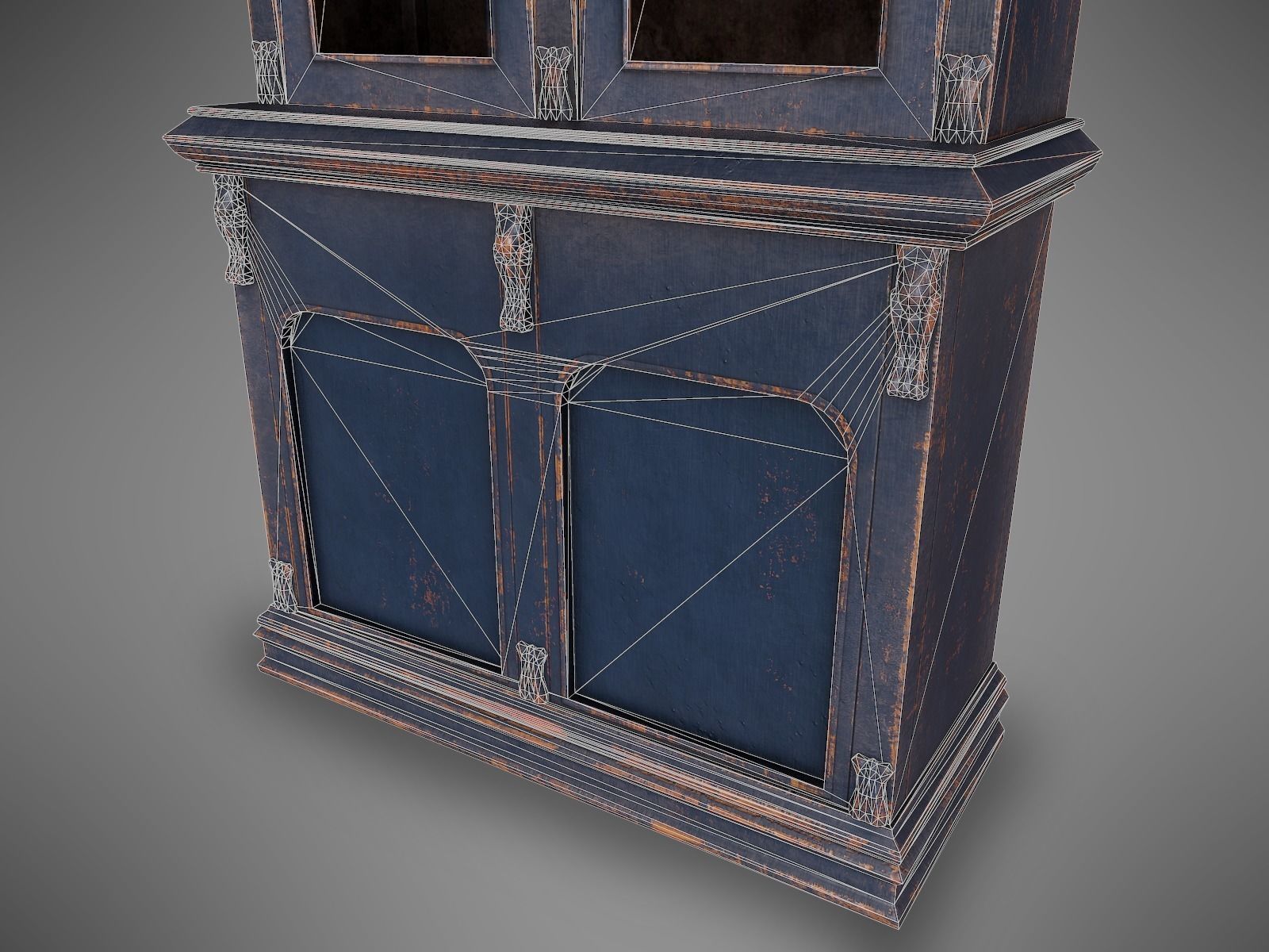 Lowpoly PBR Old Worn Bookshelf Low-poly 3D model_11
