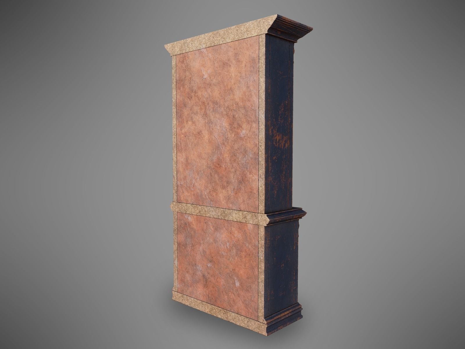 Lowpoly PBR Old Worn Bookshelf Low-poly 3D model_6