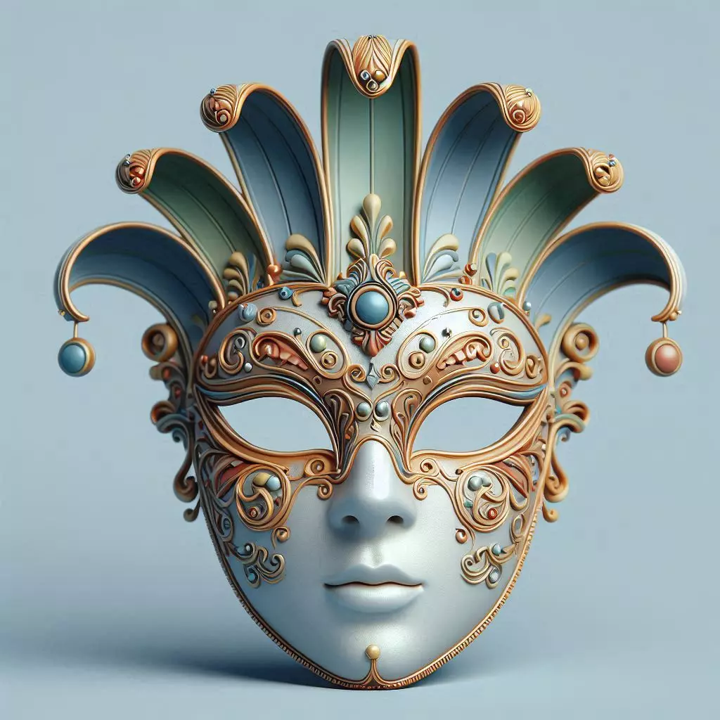 4409 Venetian Carnival Mask Color 3D Model STL DND ARTE 3D print model