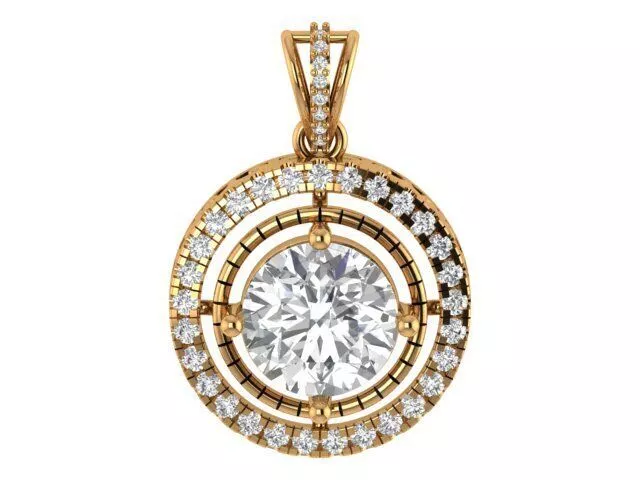 Round Solitaire Unique Pendant 3D print model