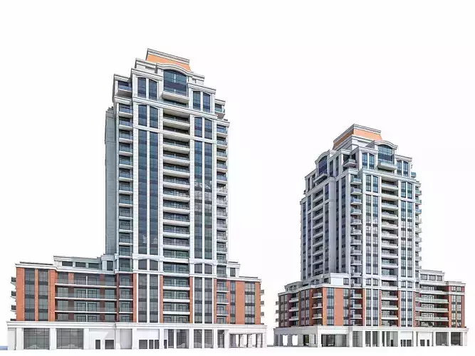 Residential Tower Complex 04 Low-poly 3D model