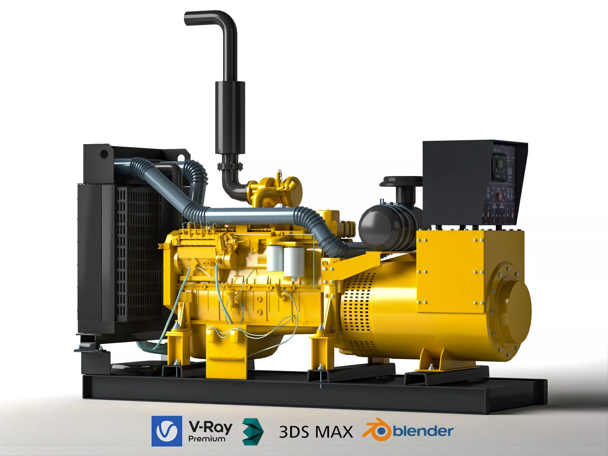 Industrial Diesel Generator Set 3D Model 3D model