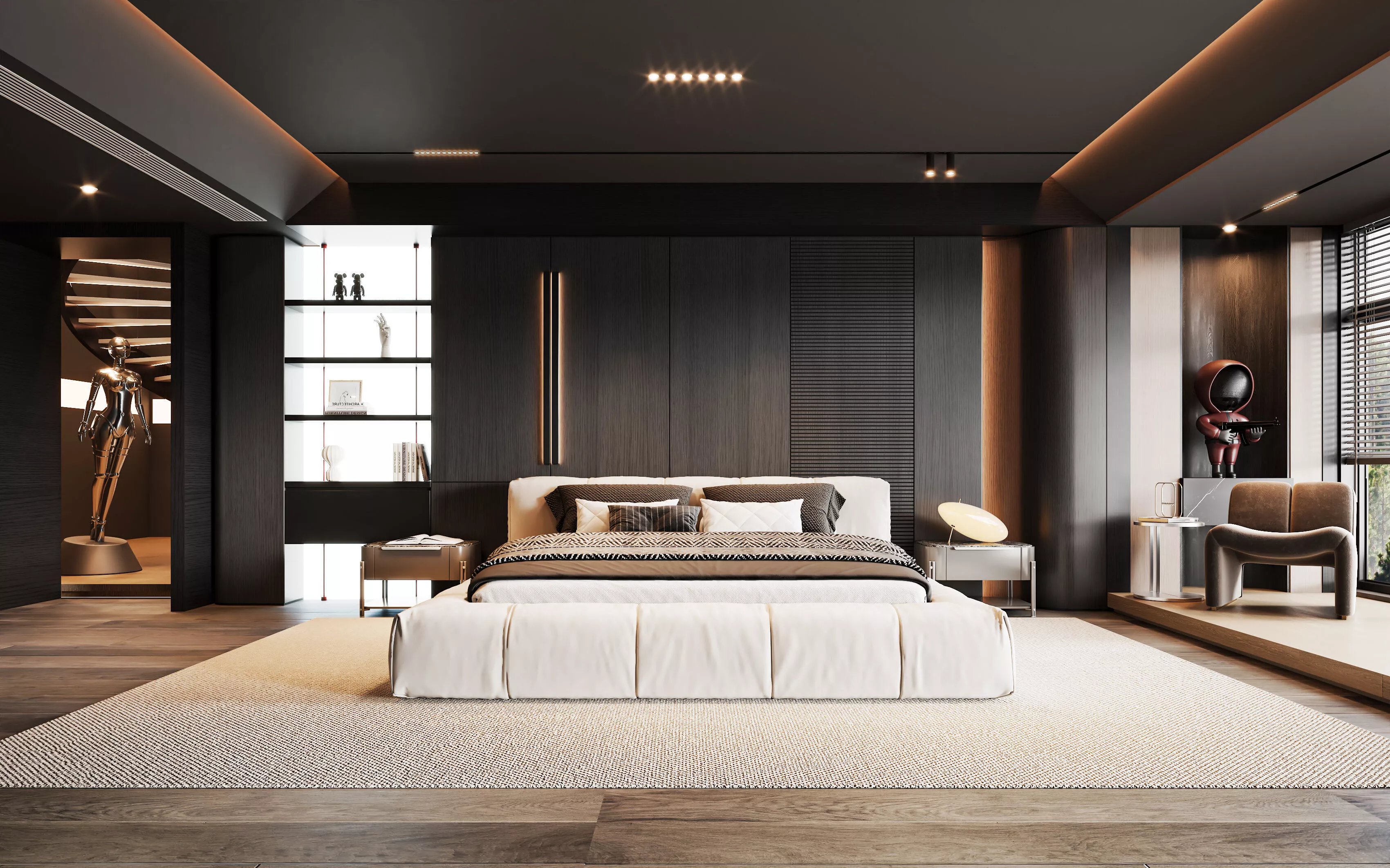 Modern Dark Bedroom Interior Design 3D model