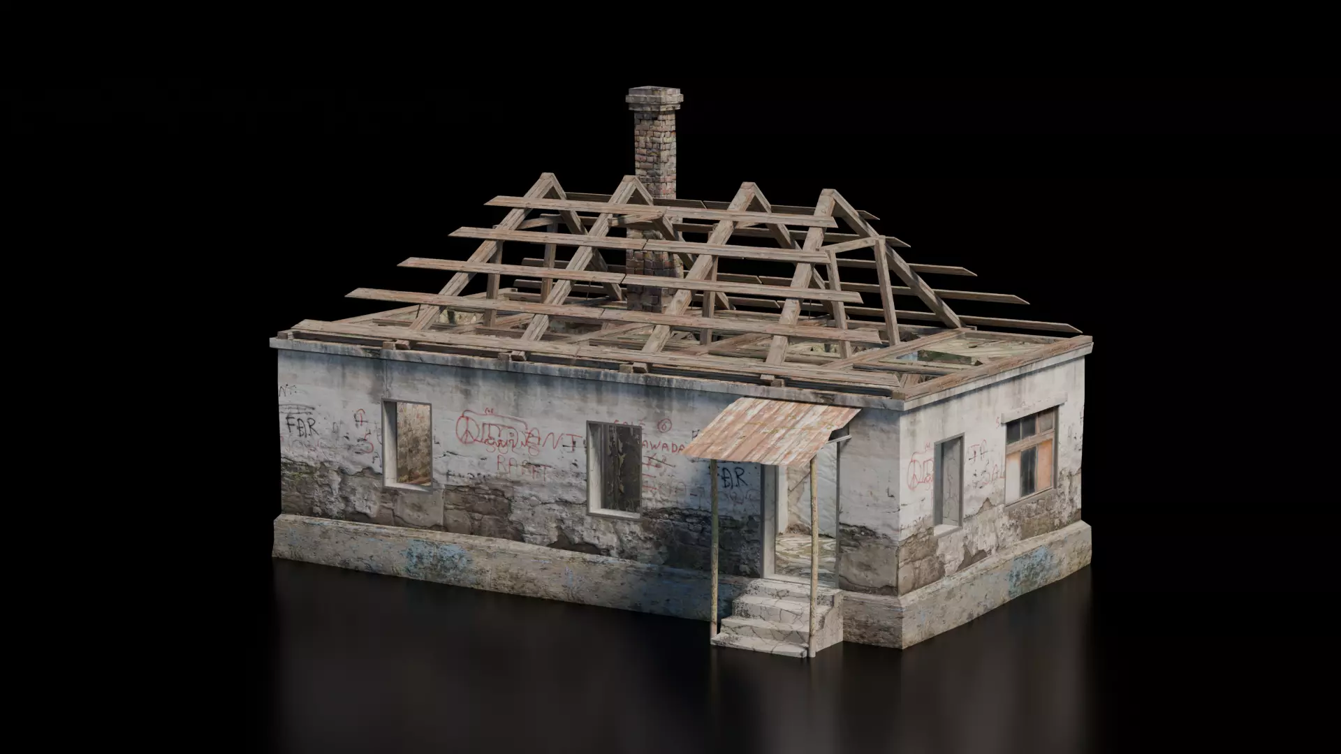 Abandoned House 32 Low-poly 3D model