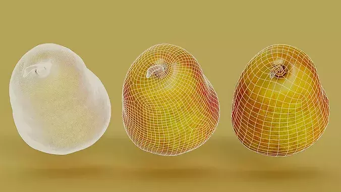 Hyper-Realistic Yellow Pear with Slices Photogrammetry 3D Model  Low-poly 3D model 4