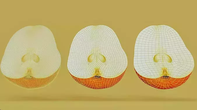 Hyper-Realistic Yellow Pear with Slices Photogrammetry 3D Model  Low-poly 3D model 5