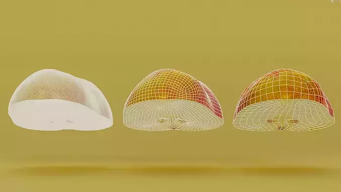 Hyper-Realistic Yellow Pear with Slices Photogrammetry 3D Model  Low-poly 3D model 6