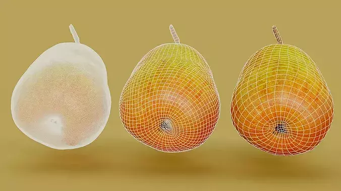 Hyper-Realistic Yellow Pear with Slices Photogrammetry 3D Model  Low-poly 3D model 3