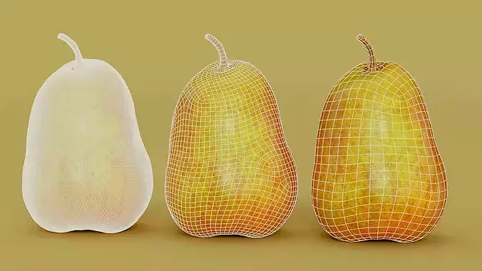 Hyper-Realistic Yellow Pear with Slices Photogrammetry 3D Model  Low-poly 3D model 2