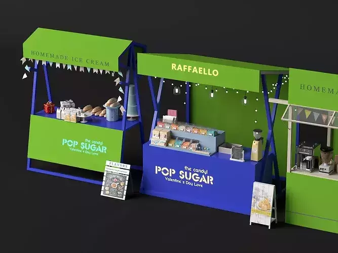 Modern Market Stalls and Kiosks Collection 3D Model 3D model 3