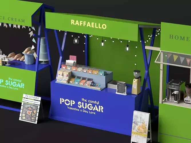 Modern Market Stalls and Kiosks Collection 3D Model 3D model 5