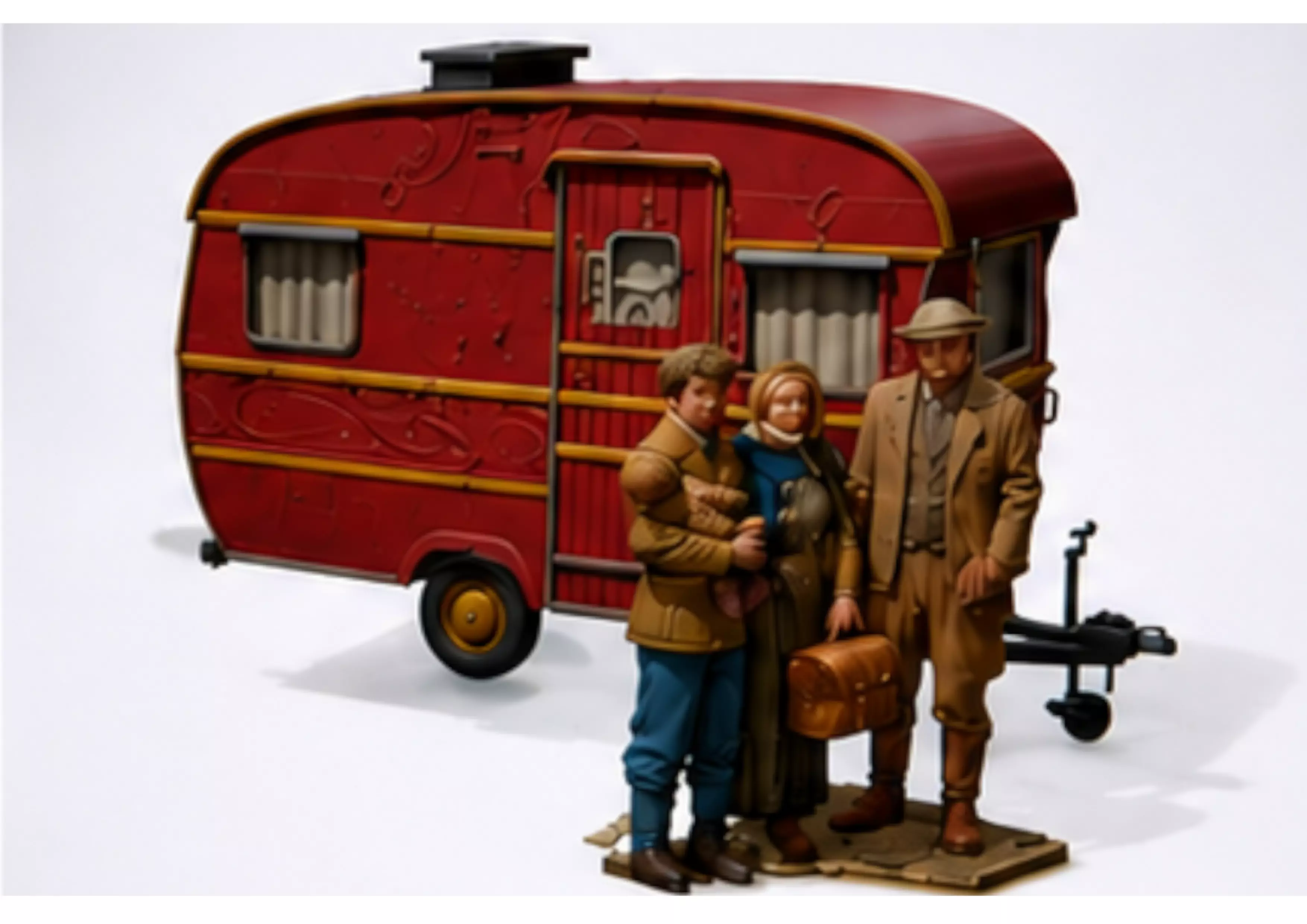 Nomadic Family Caravan Classic Red Wagon 3D print model