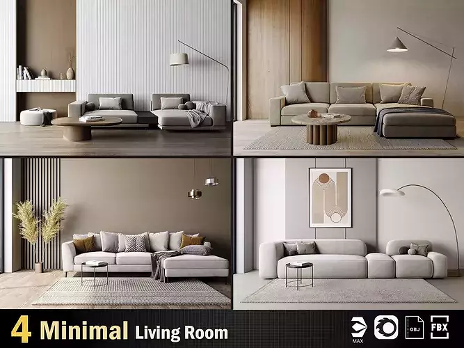 Interior Minimal Living Room Collection vol 01 3D Model Pack