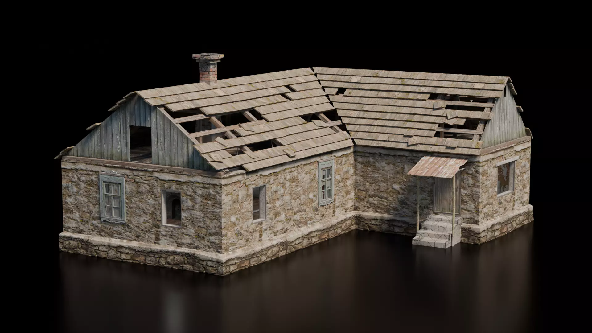 Abandoned House 33 Low-poly 3D model