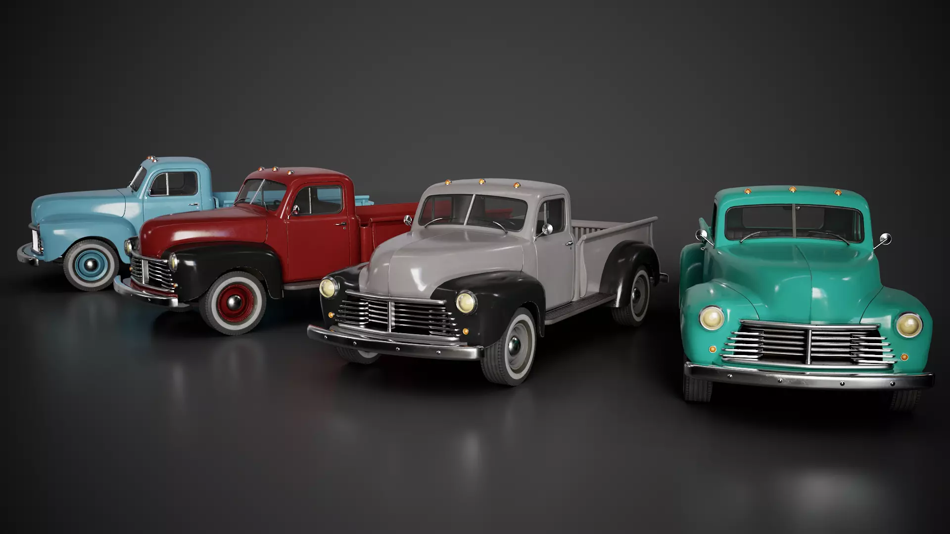 Retro Pickup Truck Game Ready Low-poly 3D model