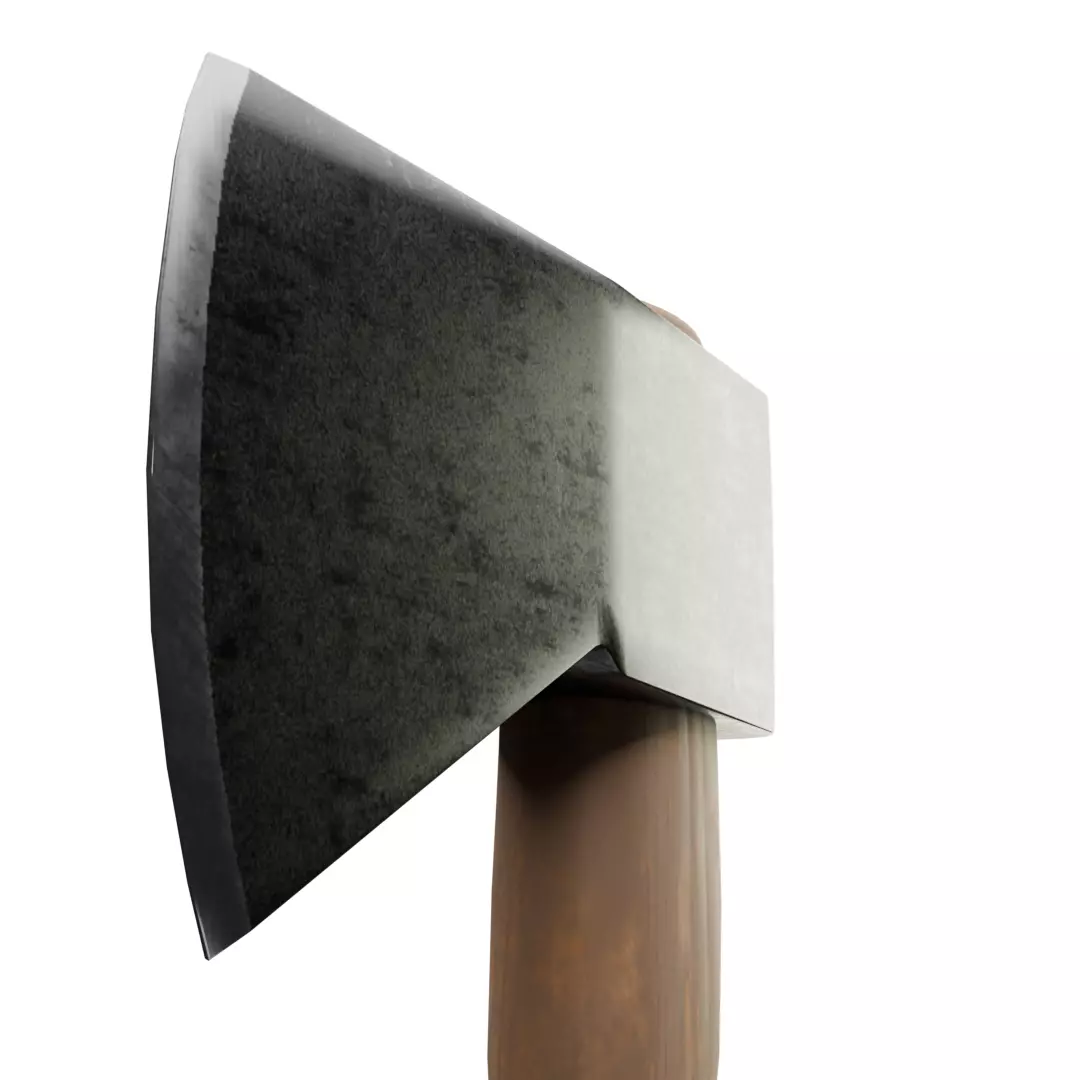 Wooden Axe Hand Tool with Dark Steel Blade Low-poly 3D model