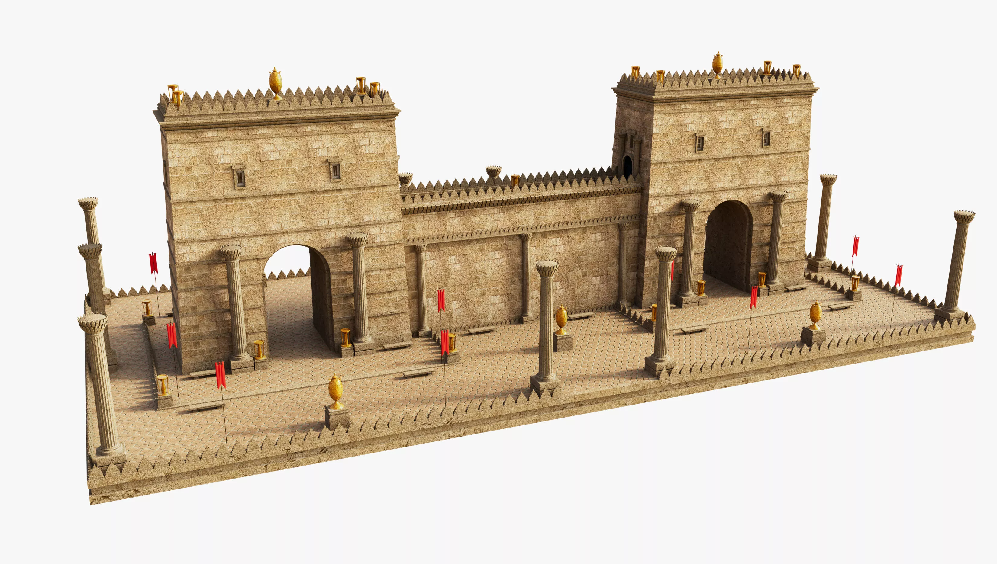 Wall Gate Towers 3D model
