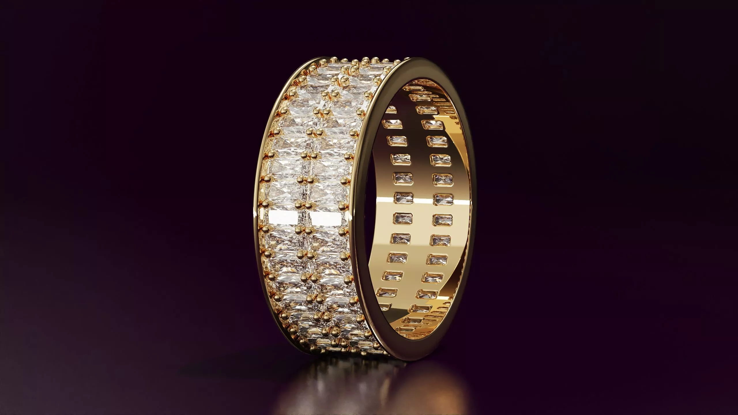 Radiant cut 2line eternity ring N02 EU54 3D print model