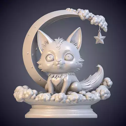 Cute Fox Home Decor with Moon and Stars PM-1192