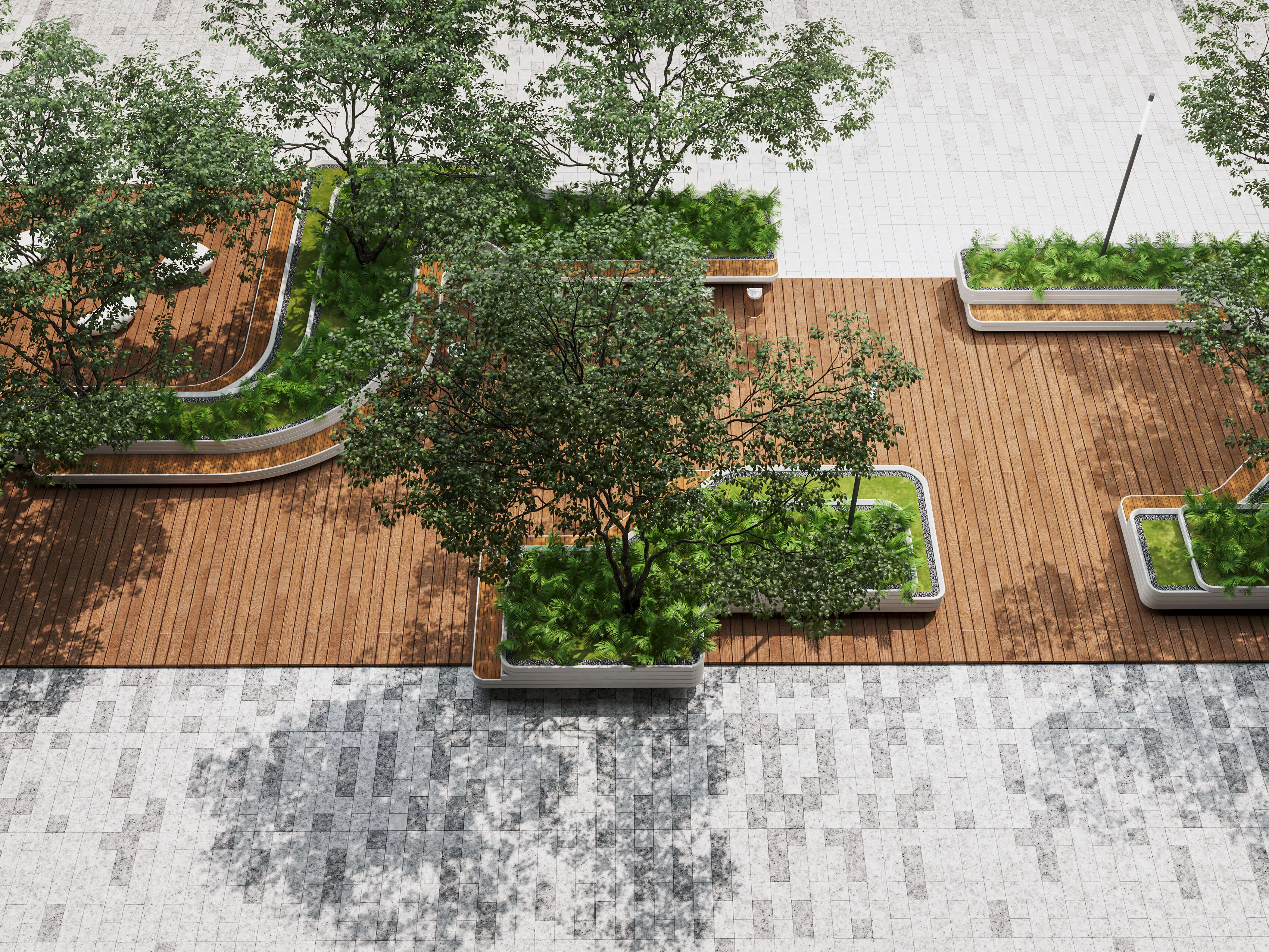 Urban Environment - Urban Furniture - Green Benches 3D model