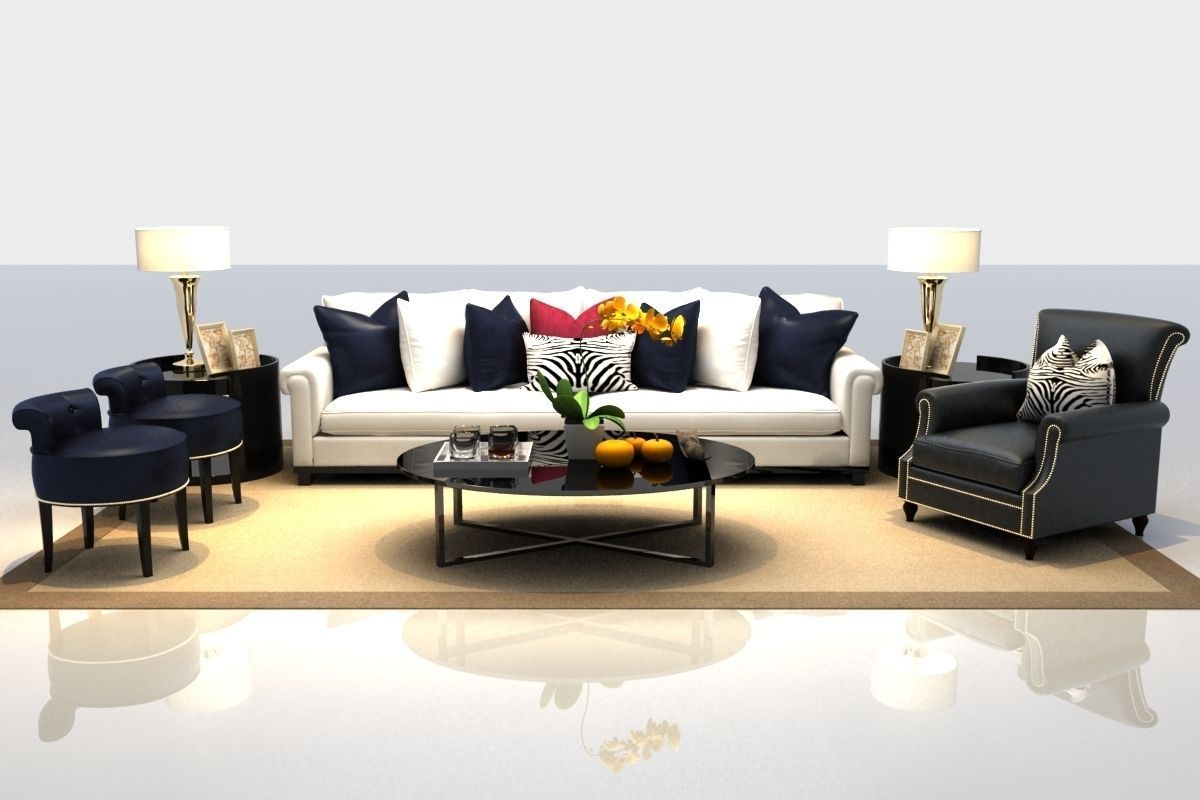 Sofa living room with furniture 3D model_4