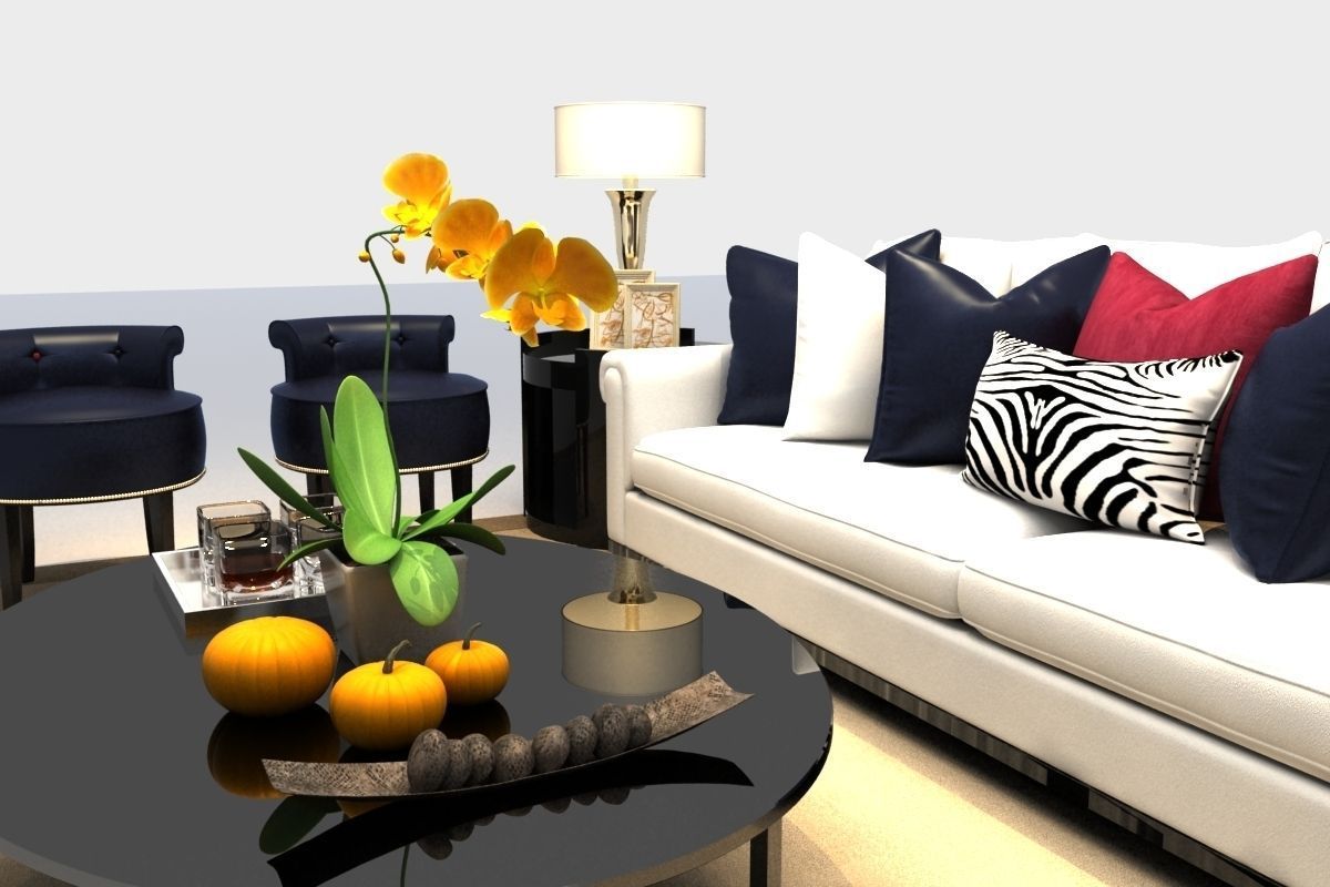 Sofa living room with furniture 3D model_3