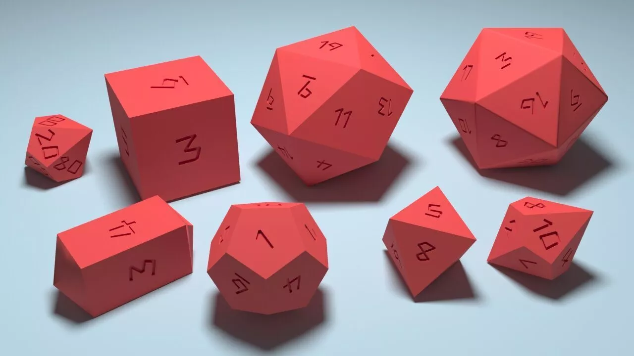 DnD Dice Set D4 D10 D8 D10 D12 D20 3D model